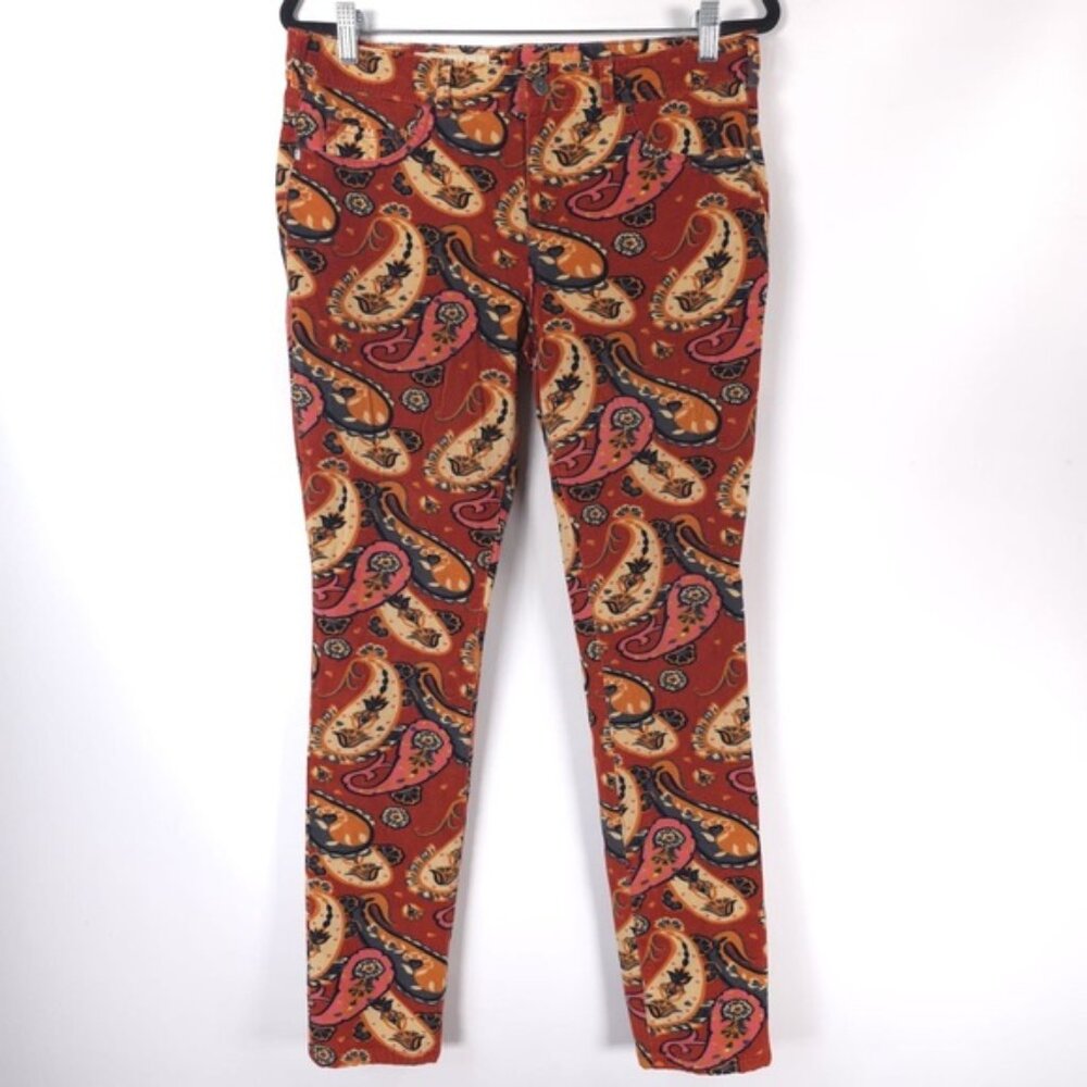 Pilcro and the Letterpress Pants Serif Paisley Corduroy Skinny Size 31